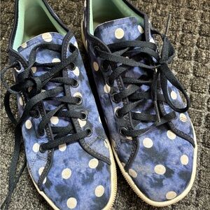 Reebok Blue and White Sneakers with Floral Pattern
